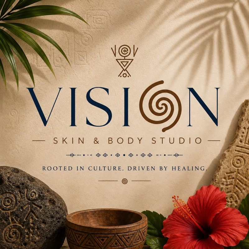 Logo de Vision Skin & Body Studio con estilo de bienestar cultural